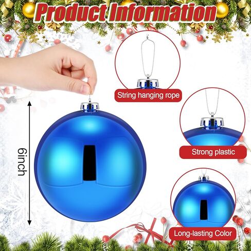 Wettarn 6 Pieces Large 6" Christmas Balls Christmas Tree Decoration Ornaments Shatterproof Balls for Birthday Easter Valentine Wedding Decorations 4th of July Memorial Day (Red Mix) in Kuwait