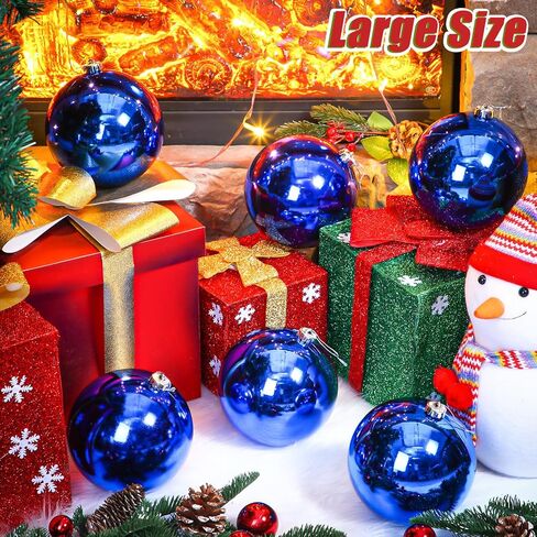 Wettarn 6 Pieces Large 6" Christmas Balls Christmas Tree Decoration Ornaments Shatterproof Balls for Birthday Easter Valentine Wedding Decorations 4th of July Memorial Day (Red Mix) in Kuwait