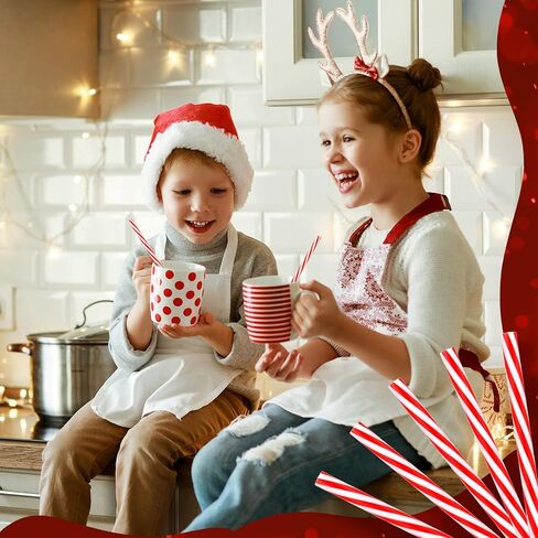 شفاطات Vesici مخططة مقاس 9 بوصة، شفاطات بلاستيكية قابلة لإعادة الاستخدام مع فرشاة تنظيف، شفاطات شرب صلبة مخططة باللون الأحمر، شفاطات ميسون غير قابلة للكسر لمستلزمات تزيين حفلات عيد الميلاد (أحمر وأبيض، 50 قطعة) in Kuwait