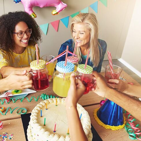 شفاطات Vesici مخططة مقاس 9 بوصة، شفاطات بلاستيكية قابلة لإعادة الاستخدام مع فرشاة تنظيف، شفاطات شرب صلبة مخططة باللون الأحمر، شفاطات ميسون غير قابلة للكسر لمستلزمات تزيين حفلات عيد الميلاد (أحمر وأبيض، 50 قطعة) in Kuwait