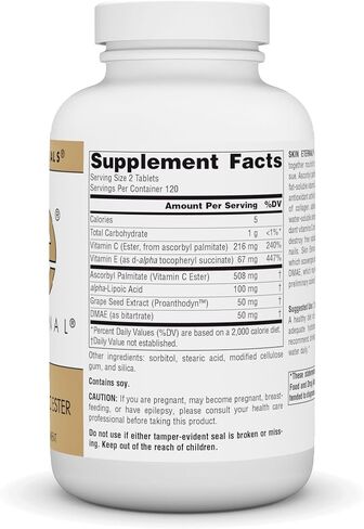 Source Naturals Skin Eternal Tablet with DMAE, LIPOIC Acid, & C Ester - 60 Tablets in Kuwait