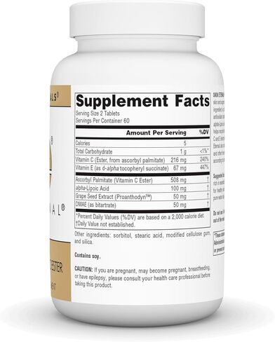 Source Naturals Skin Eternal Tablet with DMAE, LIPOIC Acid, & C Ester - 60 Tablets in Kuwait