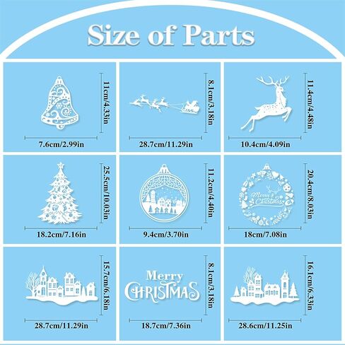 ملصقات نافذة عيد الميلاد PVC 2024 - ملصقات نافذة عيد الميلاد ساتا كلوز الثلجية، شارات عيد الميلاد للمنزل والمتجر لتزيين عيد الميلاد (20 × 30 سم × 9 أوراق، 002) in Kuwait