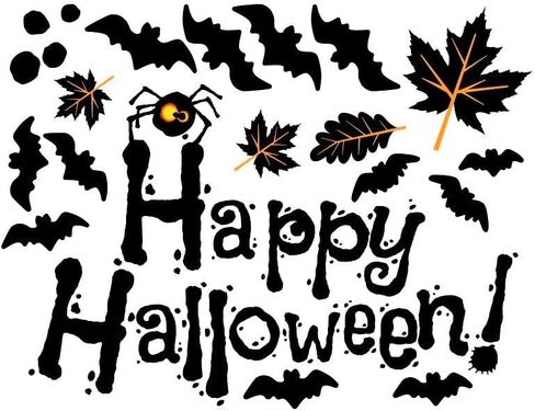 52 قطعة من ملصقات الحائط للهالوين، 4 أوراق ديكور نافذة الحائط للهالوين، ديكورات جدارية قابلة للإزالة على شكل قرع الخفافيش، ملصقات نافذة حائط الهالوين السعيدة in Kuwait