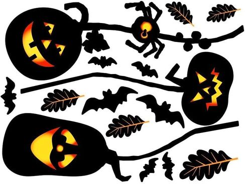 52 قطعة من ملصقات الحائط للهالوين، 4 أوراق ديكور نافذة الحائط للهالوين، ديكورات جدارية قابلة للإزالة على شكل قرع الخفافيش، ملصقات نافذة حائط الهالوين السعيدة in Kuwait