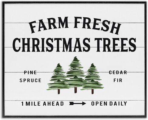 Stupell Industries White Planked Look Holiday Farm Fresh Christmas Trees شجرة التنوب والتنوب مؤطرة بفن جيكلي، 16 × 20، متعدد الألوان in Saudi Arabia
