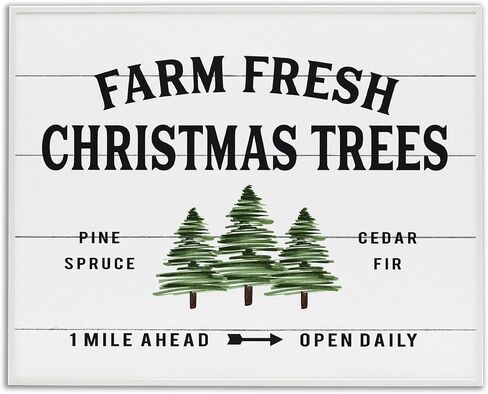 Stupell Industries White Planked Look Holiday Farm Fresh Christmas Trees شجرة التنوب والتنوب مؤطرة بفن جيكلي، 16 × 20، متعدد الألوان in Saudi Arabia