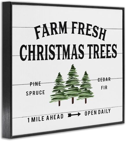 Stupell Industries White Planked Look Holiday Farm Fresh Christmas Trees شجرة التنوب والتنوب مؤطرة بفن جيكلي، 16 × 20، متعدد الألوان in Saudi Arabia