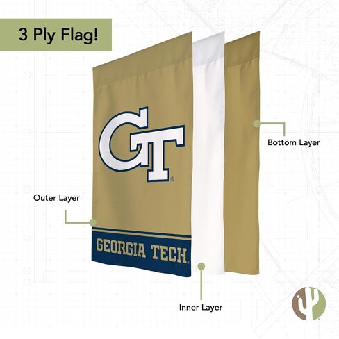 شعار Desert Cactus Georgia Tech Garden Flag Yellow Jackets GT Institute of Technology لافتة 100% بوليستر (تصميم B) in Saudi Arabia