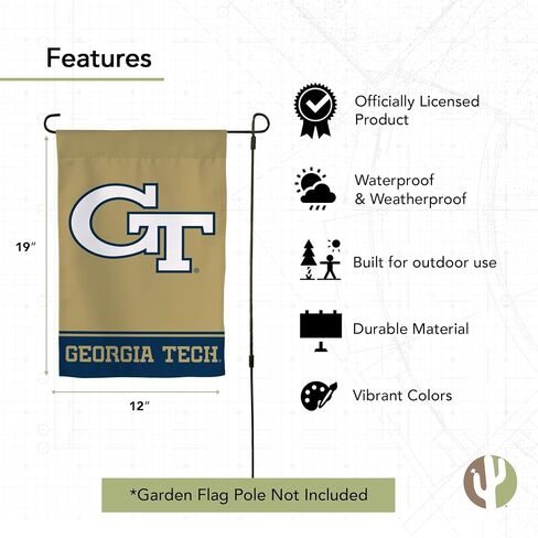 شعار Desert Cactus Georgia Tech Garden Flag Yellow Jackets GT Institute of Technology لافتة 100% بوليستر (تصميم B) in Saudi Arabia