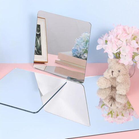 6 Pack Self Adhesive Acrylic Mirror,12 x 16 Inch Mirror Tiles,Flexible Mirror Sheets,Frameless Mirror Wall Stickers,Non Glass Mirror Stickers for Bedroom Bathroom Home Wall Decor,2MM Thick in Kuwait