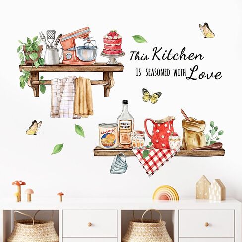 Mfault Home is Where My Plants ملصقات جدارية، ملصقات جدارية معلقة بوعاء البونساي الصيني لتزيين غرفة نوم الأطفال، فراشة عصارية للمنزل والمكتب والفصول الدراسية وغرفة المعيشة وديكور المطبخ in Saudi Arabia