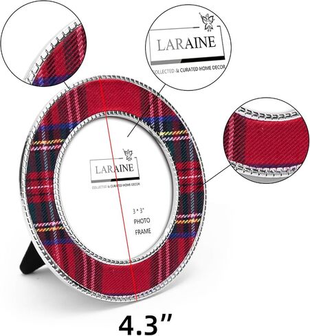 LARAINE Picture Photo Frame 3-color Plaid Metal High Definition Display Pictures for Tabletop Home Decorative (Red&Green, 3x3) in Kuwait