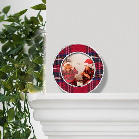 LARAINE Picture Photo Frame 3-color Plaid Metal High Definition Display Pictures for Tabletop Home Decorative (Red&Green, 3x3) in Kuwait