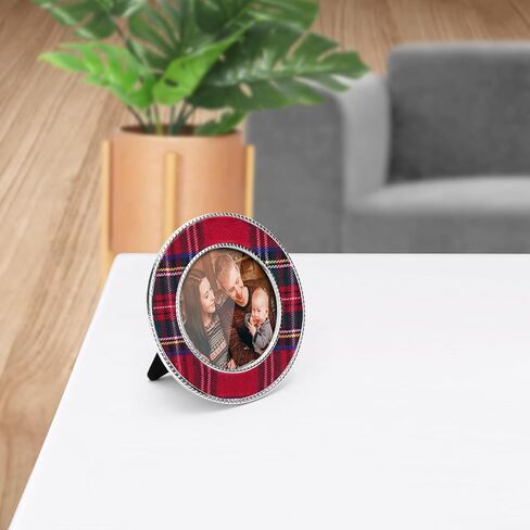 LARAINE Picture Photo Frame 3-color Plaid Metal High Definition Display Pictures for Tabletop Home Decorative (Red&Green, 3x3) in Kuwait