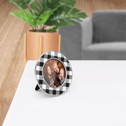 LARAINE Picture Photo Frame 3-color Plaid Metal High Definition Display Pictures for Tabletop Home Decorative (Red&Green, 3x3) in Kuwait