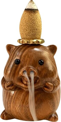 OLizee® Wooden Backflow Incense Burner Creative Pig Shaped Backflow Incense Holder Incense Cone Holder for Home Decor Pig in Kuwait