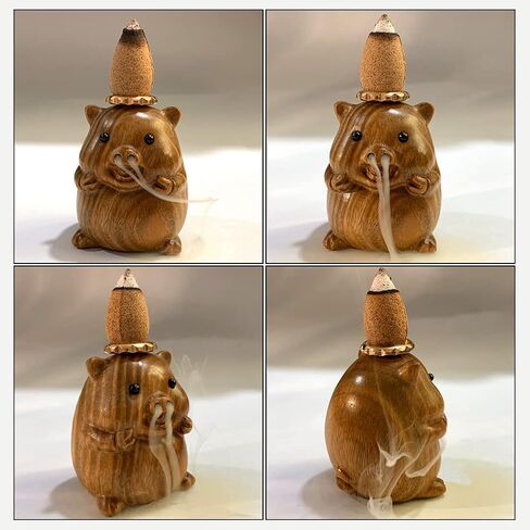 OLizee® Wooden Backflow Incense Burner Creative Pig Shaped Backflow Incense Holder Incense Cone Holder for Home Decor Pig in Kuwait