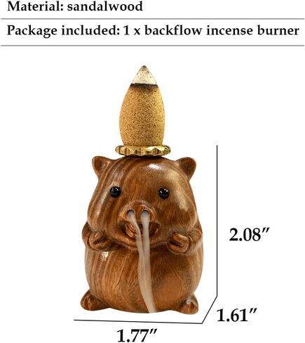 OLizee® Wooden Backflow Incense Burner Creative Pig Shaped Backflow Incense Holder Incense Cone Holder for Home Decor Pig in Kuwait
