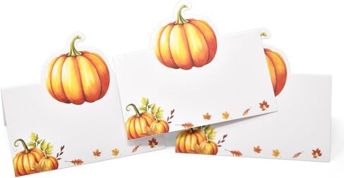 100 Pack Thanksgiving Fall Pumpkin Place Cards Paper Harvest Name Folded Tent Card Seating Autumn Pumpkins Dinner Wedding Table Setting Decorations in Saudi Arabia