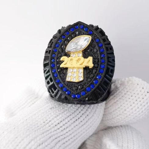 2024 Fantasy Football Ring | Heavy FFL Champion Ring | Gold Silver Tone Plated Award Trophy for Fantasy Football League Winner in Saudi Arabia