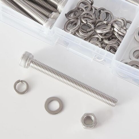 200 PCS M5 x 30mm 35mm 40mm 45mm 50mm, Button Head Socket Cap Screws Bolts Washers Nuts Assortment Kit, Stainless Steel 304, Metric Allen Hex Drive in Saudi Arabia
