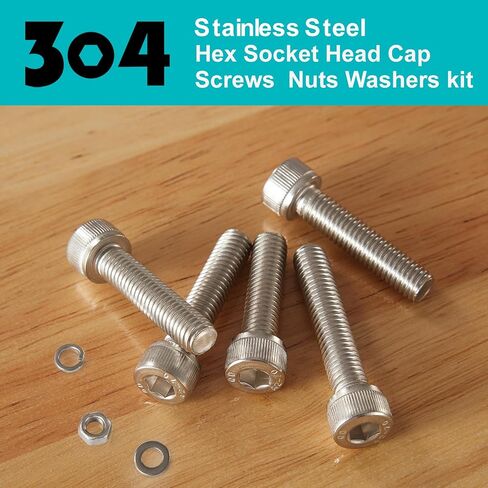 200 PCS M5 x 30mm 35mm 40mm 45mm 50mm, Button Head Socket Cap Screws Bolts Washers Nuts Assortment Kit, Stainless Steel 304, Metric Allen Hex Drive in Saudi Arabia
