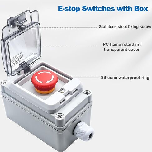mxuteuk 1NC 1NO E-Stop Switches with Box Red Mushroom Emergency E-Stop Push Button Switch AC 660V 10A Switch Station Box G076 in Saudi Arabia