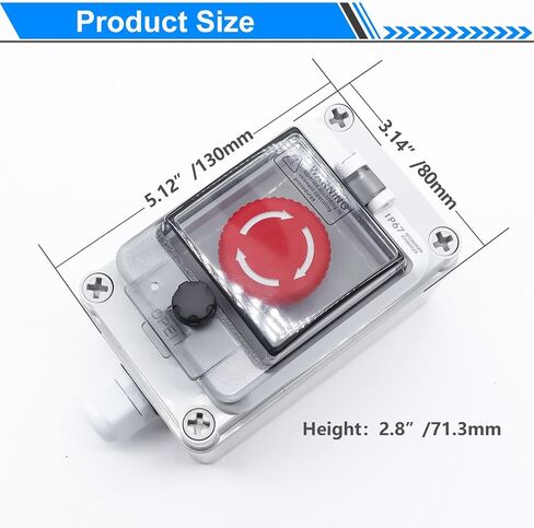 mxuteuk 1NC 1NO E-Stop Switches with Box Red Mushroom Emergency E-Stop Push Button Switch AC 660V 10A Switch Station Box G076 in Saudi Arabia