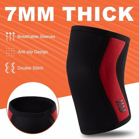 Knee Sleeves (1 Pair) 7mm Neoprene Thick High-Performance Knee Compression Support For Squats for Weightlifting, Powerlifting, Squatting & Fitness Activities for Men and Women (burgundy, Medium) in Saudi Arabia