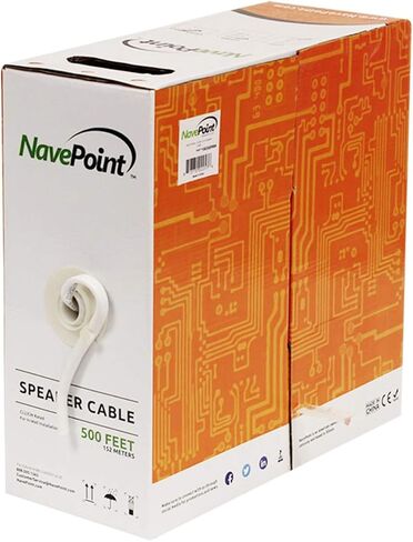 NavePoint NavePoint 76.2 قدم في كبل مكبر صوت للجدار CL2 16/2 معيار معيار معيار معيار معيار معيار معيار 2 كتلة الموصل الأبيض in Kuwait