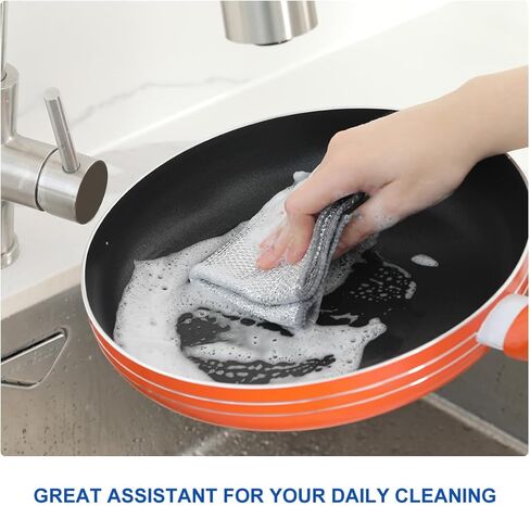 مجموعة تنظيف الحديد الزهر 7 قطع من LANMU، تتضمن منظف سلسلة البريد، وقماش أطباق سلكي غير قابل للخدش للمقالي وأحواض مواقد الفرن الهولندية in Kuwait