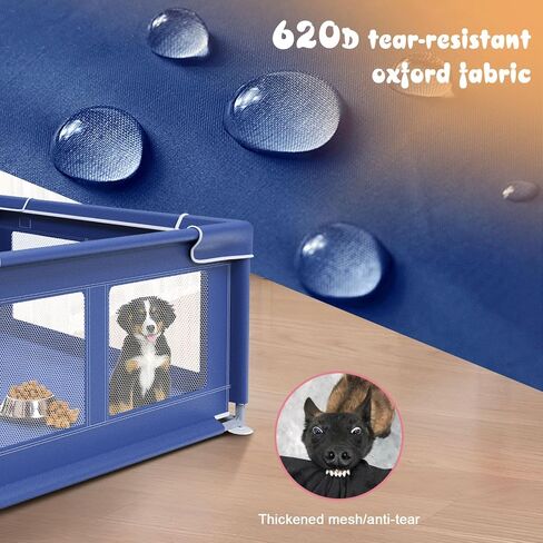 Dog Playpen 42 × 42 Inch, Puppy PlayPen with Gate for Puppies, Small and Medium Dogs, Pet PlayPen with Roof for Outdoors & Indoors, Tear Resistant Fabric, Safe and Sturdy Dog Fence. in Kuwait