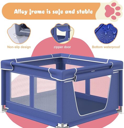 Dog Playpen 42 × 42 Inch, Puppy PlayPen with Gate for Puppies, Small and Medium Dogs, Pet PlayPen with Roof for Outdoors & Indoors, Tear Resistant Fabric, Safe and Sturdy Dog Fence. in Kuwait