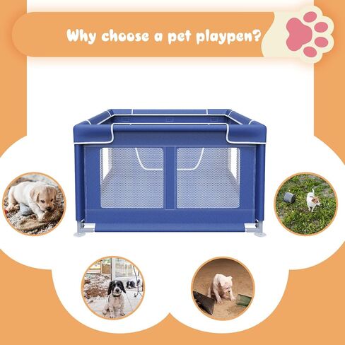 Dog Playpen 42 × 42 Inch, Puppy PlayPen with Gate for Puppies, Small and Medium Dogs, Pet PlayPen with Roof for Outdoors & Indoors, Tear Resistant Fabric, Safe and Sturdy Dog Fence. in Kuwait