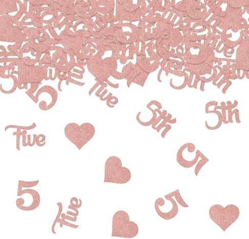 زينة عيد الميلاد الخامس للفتاة باللون الذهبي الوردي، زينة عيد ميلادها الملكي الخامس، قصاصات عيد الميلاد الخامس، لوازم ديكور عيد الميلاد الخامس السعيد 200 قطعة in Kuwait