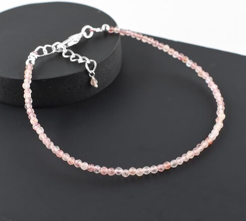 مجوهرات سوار أنيقة من أحجار كريمة الأمازونيت الطبيعية من الخرز الصغير لها، حجر الميلاد، بلورات شفاء الطاقة، سلسلة مطلية بالفضة هدايا عيد ميلاد 8 بوصة للنساء in Kuwait