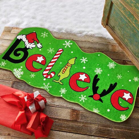 Christmas Believe Bathroom Rug – 47" x 19" Green Extra-Long Non-Slip for Bathroom Kitchen Rug Soft Absorbent Bath Tub Mat Room Christmas Bathroom Rug in Saudi Arabia