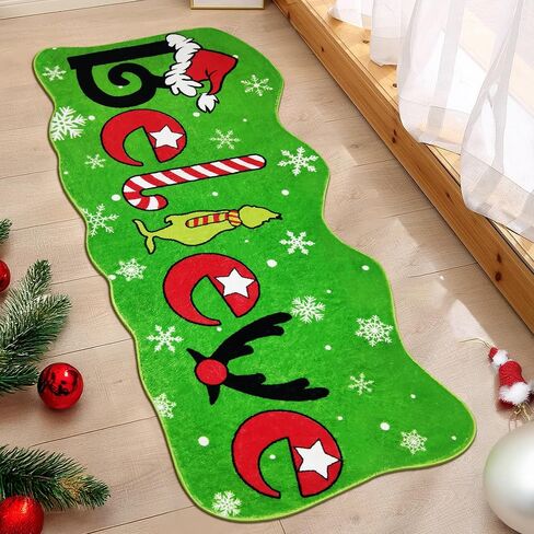 Christmas Believe Bathroom Rug – 47" x 19" Green Extra-Long Non-Slip for Bathroom Kitchen Rug Soft Absorbent Bath Tub Mat Room Christmas Bathroom Rug in Saudi Arabia