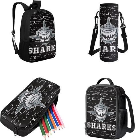 Cute Cartoon Dinosaur School Backpack Set Bookbags with Lunch Box Pencil Case and Water Bottle Cover Holder 4pcs for Middle School Primary Junior High University in Kuwait