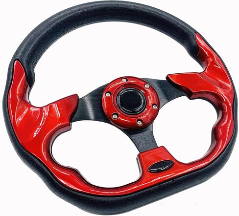 Golf Cart Steering Wheel,Universal Golf Cart Skid Steering Wheel,for Club Car EZGO RXV and TXT, Yamaha, Precedent Tempo (Red) in Saudi Arabia