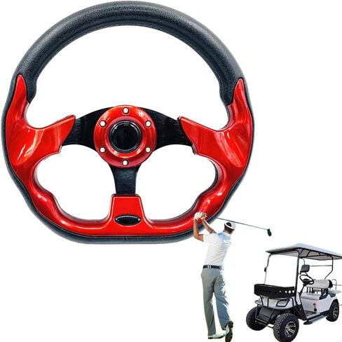 Golf Cart Steering Wheel,Universal Golf Cart Skid Steering Wheel,for Club Car EZGO RXV and TXT, Yamaha, Precedent Tempo (Red) in Saudi Arabia