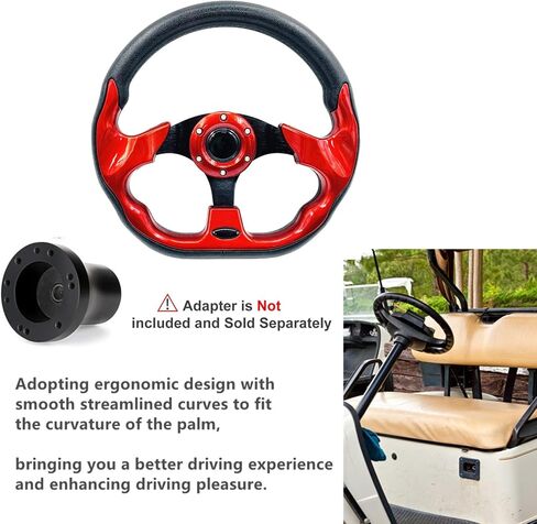 Golf Cart Steering Wheel,Universal Golf Cart Skid Steering Wheel,for Club Car EZGO RXV and TXT, Yamaha, Precedent Tempo (Red) in Saudi Arabia