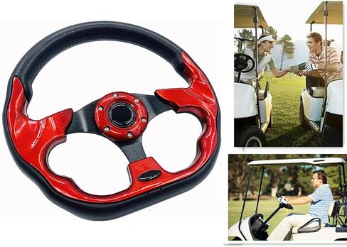 Golf Cart Steering Wheel,Universal Golf Cart Skid Steering Wheel,for Club Car EZGO RXV and TXT, Yamaha, Precedent Tempo (Red) in Saudi Arabia