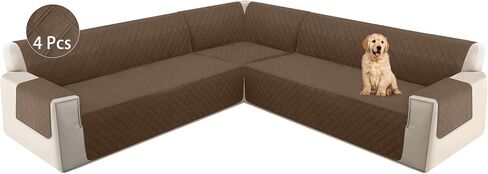 HDCAXKJ L Shape Couch Cover Sectional Sofa Cover 4 Pcs Corner Sectional Sofa Slipcovers Sets for Pets Dogs Washable Non Slip U Shaped Furniture Protector for Sectional Sofa (Dark Gray, Large) in Kuwait