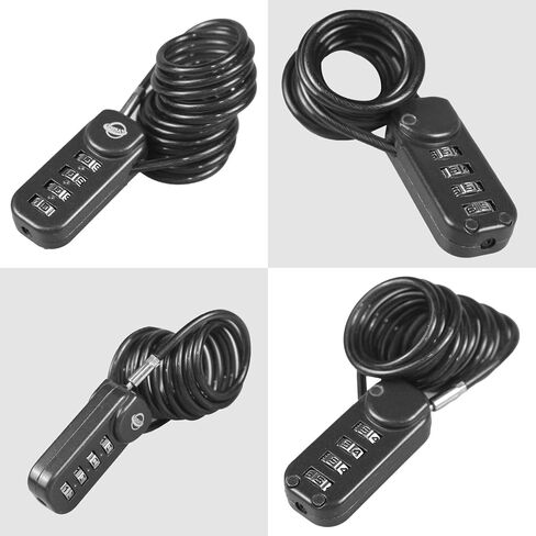 4-Digit Combination Padlock with 4.7 inch(12cm) Cable Suitable for School Gym Lockers,Trash Cans,Luggage,Knapsacks,Toolboxes,Gun Cases,Helmets,Cable 3mm Diameter,Black(1 Pack) in Kuwait