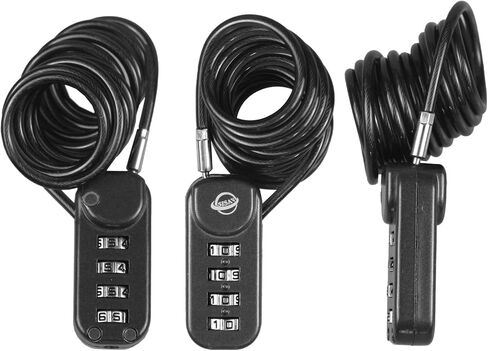 4-Digit Combination Padlock with 4.7 inch(12cm) Cable Suitable for School Gym Lockers,Trash Cans,Luggage,Knapsacks,Toolboxes,Gun Cases,Helmets,Cable 3mm Diameter,Black(1 Pack) in Kuwait