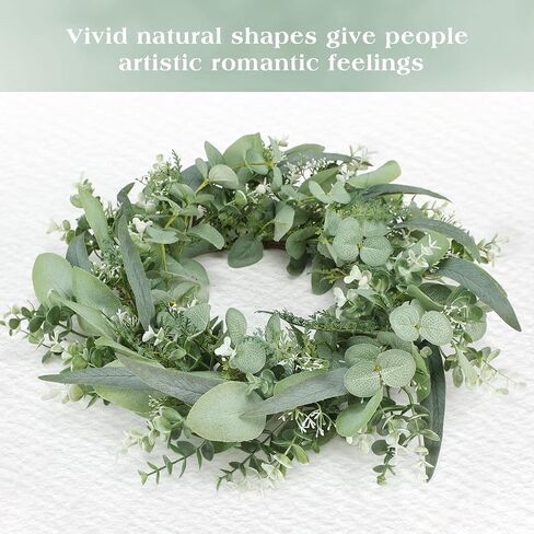 Eucalyptus Wreath, 20" Green Spring Artificial Eucalyptus Leaves Wreath for Front Door Wall Window Party Decoration in Saudi Arabia