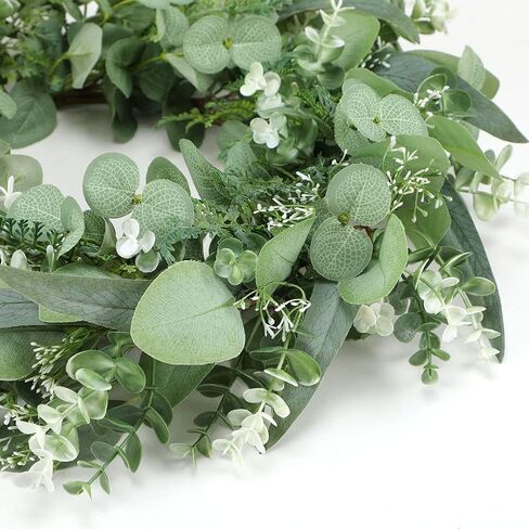 Eucalyptus Wreath, 20" Green Spring Artificial Eucalyptus Leaves Wreath for Front Door Wall Window Party Decoration in Saudi Arabia