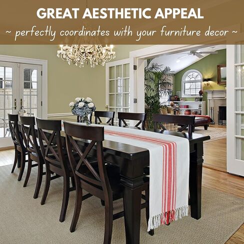 Native Fab Red Striped Table Runner - 90 Inches Long Farmhouse Table Covers with Tassels - 100% Cotton, Tight Weave, Non-Slip Tablerunner for Dining, Kitchen, Dresser, Events - Red White (14"x90") in Saudi Arabia